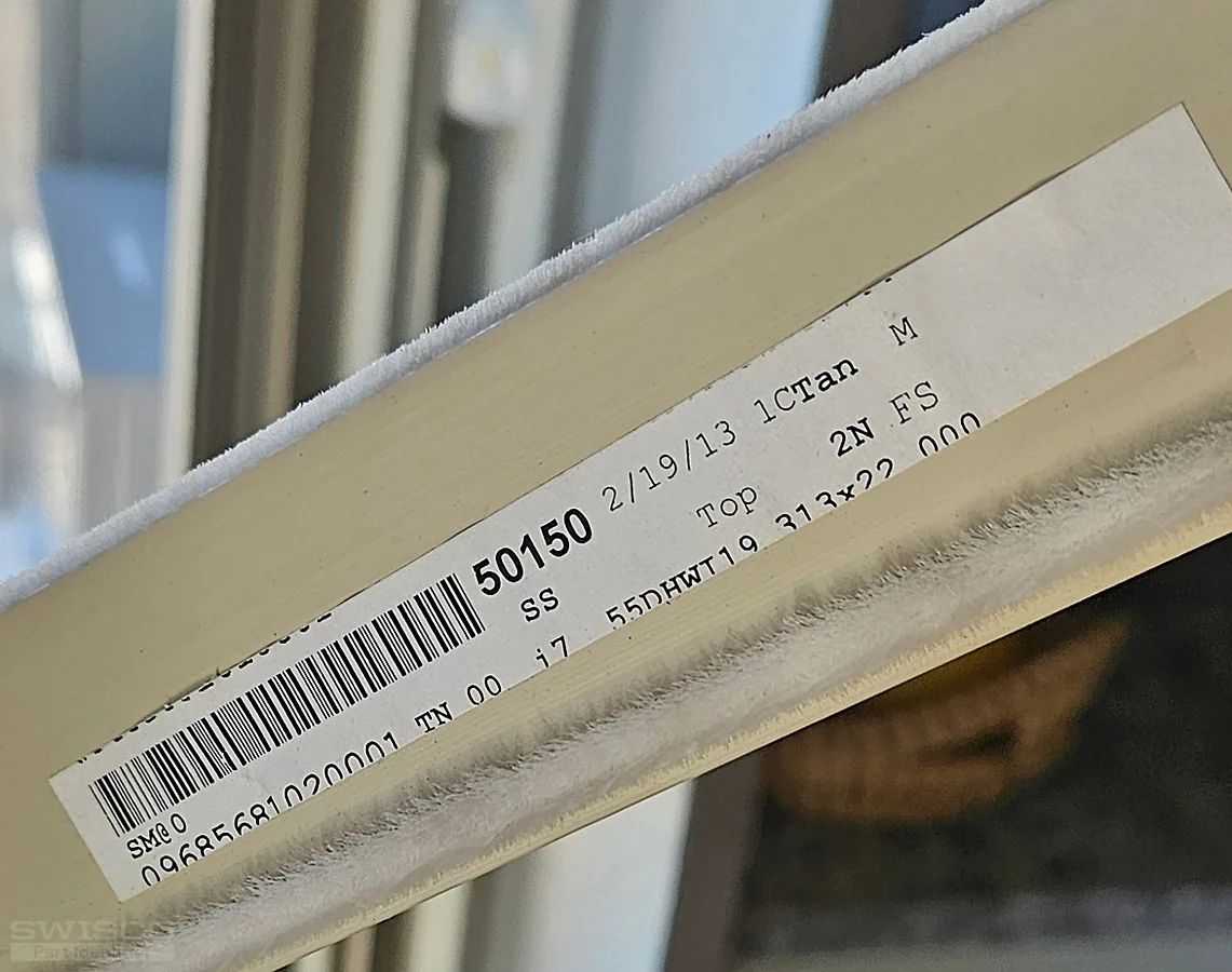 sticker on side of top sash